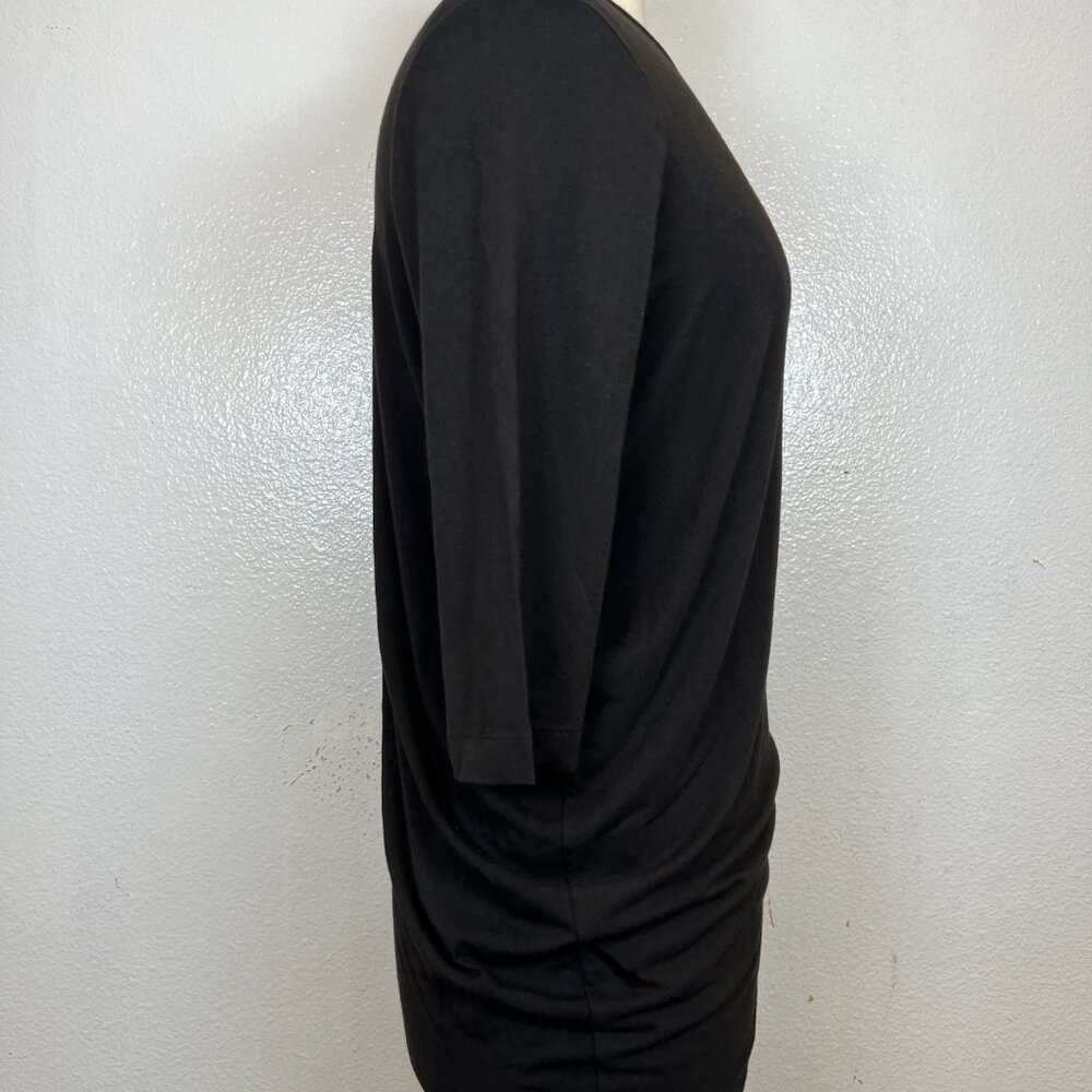 Universal Standard Black Genevette Crewneck asymmetrical Hem Top Size Petite 2XS - Picture 5 of 6